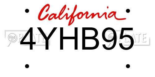 4YHB95 California License Plate