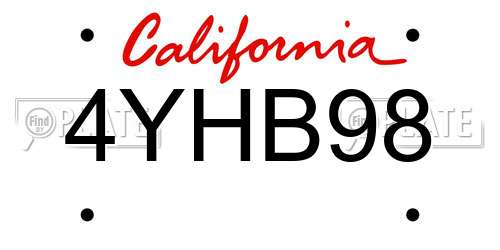 4YHB98 California License Plate
