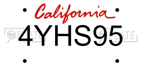 4YHS95 California License Plate