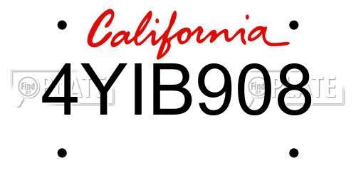 4YIB908 California License Plate