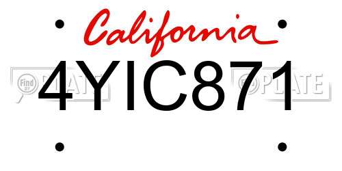 4YIC871 California License Plate