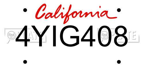 4YIG408 California License Plate