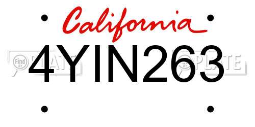 4YIN263 California License Plate