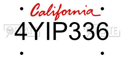 4YIP336 California License Plate
