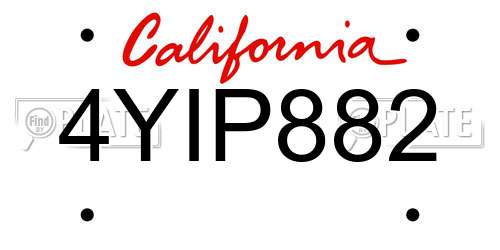 4YIP882 California License Plate
