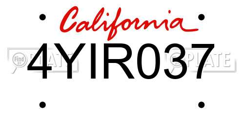 4YIR037 California License Plate