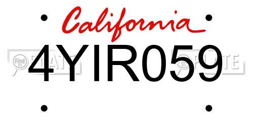 4YIR059 California License Plate
