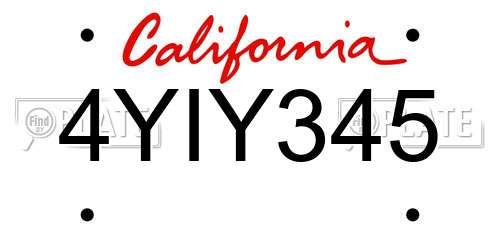 4YIY345 California License Plate