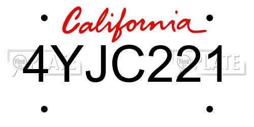 4YJC221 California License Plate