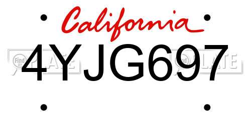 4YJG697 California License Plate
