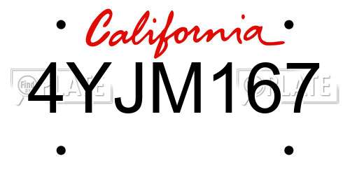 4YJM167 California License Plate