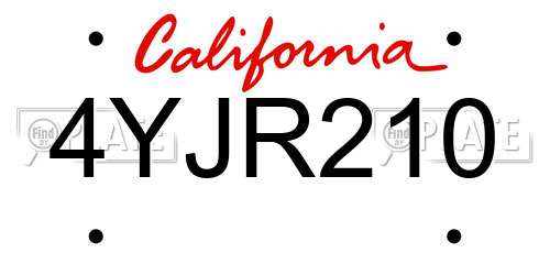 4YJR210 California License Plate