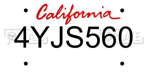 4YJS560 California License Plate