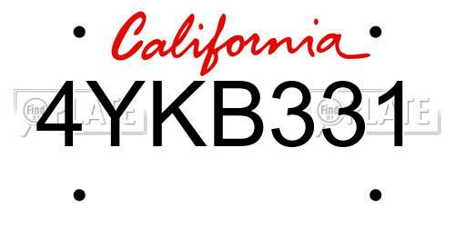 4YKB331 California License Plate