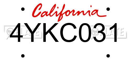 4YKC031 California License Plate