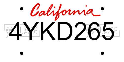 4YKD265 California License Plate