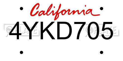 4YKD705 California License Plate