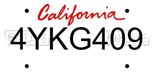 4YKG409 California License Plate