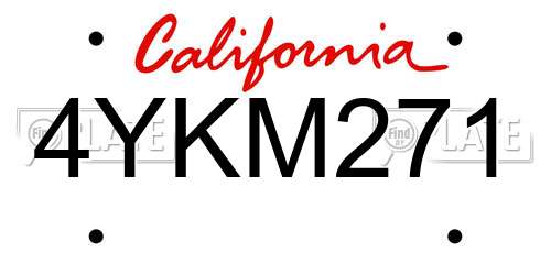 4YKM271 California License Plate