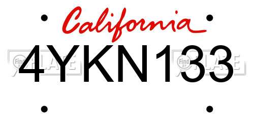 4YKN133 California License Plate