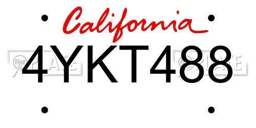 4YKT488 California License Plate