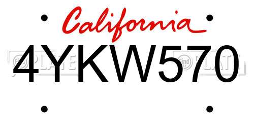 4YKW570 California License Plate