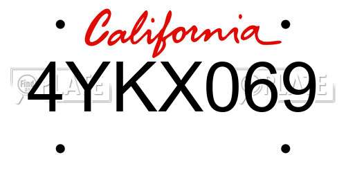4YKX069 California License Plate