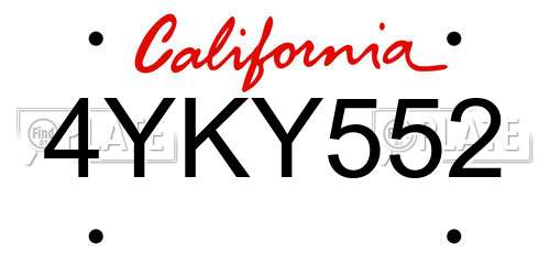 4YKY552 California License Plate