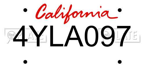 4YLA097 California License Plate
