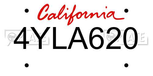 4YLA620 California License Plate