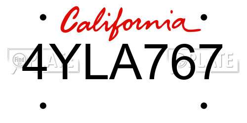 4YLA767 California License Plate