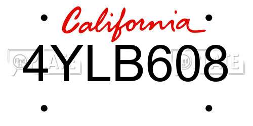 4YLB608 California License Plate