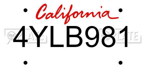 4YLB981 California License Plate