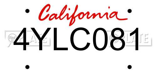 4YLC081 California License Plate