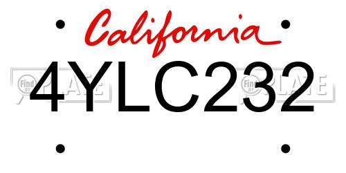 4YLC232 California License Plate