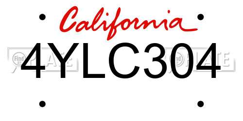 4YLC304 California License Plate