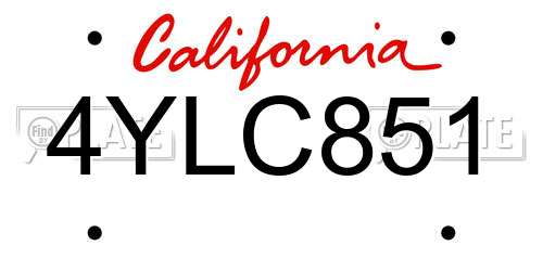 4YLC851 California License Plate