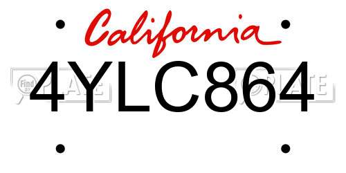 4YLC864 California License Plate