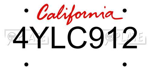 4YLC912 California License Plate