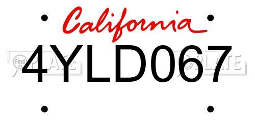 4YLD067 California License Plate