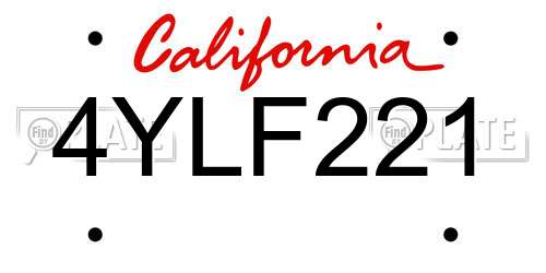 4YLF221 California License Plate