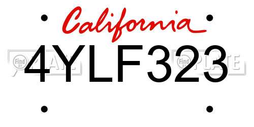 4YLF323 California License Plate