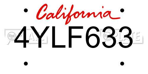 4YLF633 California License Plate