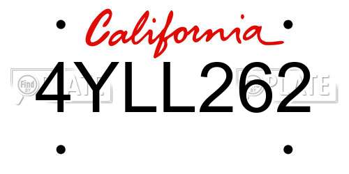4YLL262 California License Plate