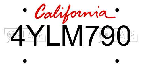 4YLM790 California License Plate