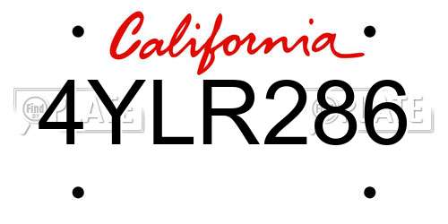 4YLR286 California License Plate