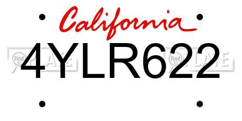 4YLR622 California License Plate