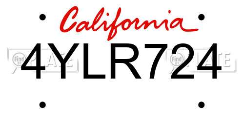 4YLR724 California License Plate