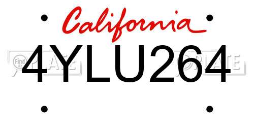 4YLU264 California License Plate