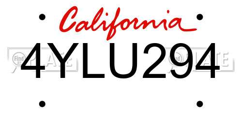 4YLU294 California License Plate
